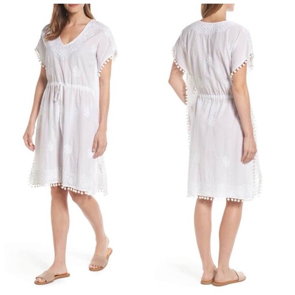 Velvet by Graham and Spencer Pom Poms Tassel Caftan Swim Cover Up Size XS/S - Picture 1 of 14